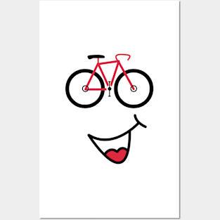 Smiley Face Racing Bike Emoji Cycling Posters and Art